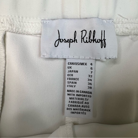 Joseph Ribkoff White Crop Pants Size 4 Stretch Slit Elegant Minimalist Capri - Picture 3 of 9